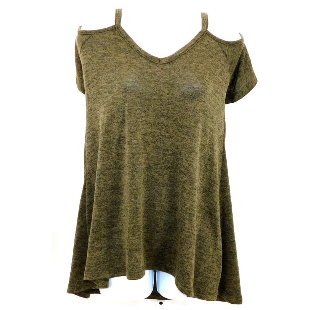 Embrace of LA Cold Shoulder Olive Green Tunic